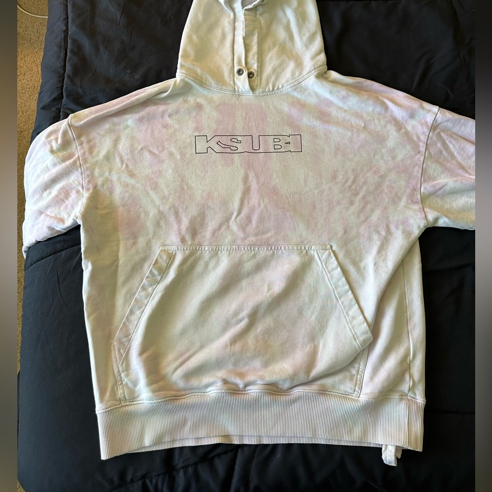 Ksubi hoodie - pink and white with black logo size s/m
